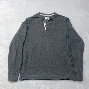Rag & Bone Henley Men M Grey Standard Issue Long Sleeve Button Casual Shirt